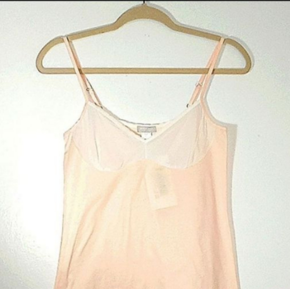 NEW HANRO PEACH AND WHITE CARLOTTA SPAGUETTI STRAPS TOP